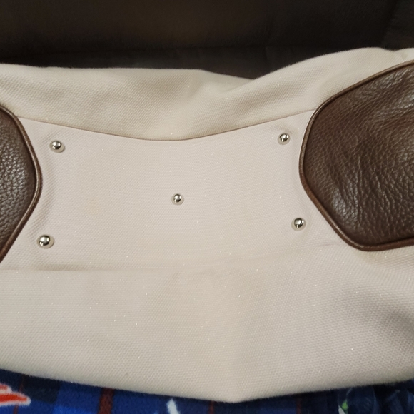 Burberry Blue Label Leather & Canvas Shoulder Bag w/ Stud accents - Picture 5 of 7